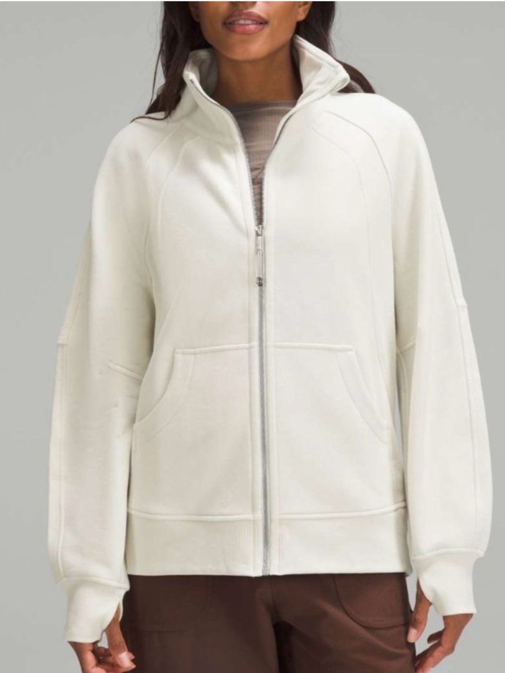 Lululemon Scuba Oversized Funnel Neck Full Zip Jacket Bone XS/S